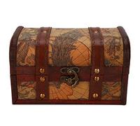 Shanrya Boîte en Bois Vintage, processus de Couture soigné Coffre au trésor à l'ancienne avec flexibilité Femmes Cadeaux pour Coffret à Bijoux décor à la Maison(Map Trumpet)