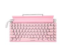 Shanrya Clavier Mécanique, Clavier de Jeu Capuchons Ronds 83 Touches Commutateurs Bleus (Rose)
