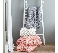 Shanrya Couverture Tricotée, Couverture Tricotée à Ligne épaisse, Confortable et Polyvalente pour Le Lit et Le Salon (Blanc88)