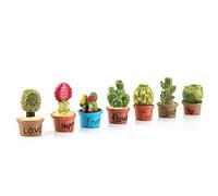 Shanrya Mini Fausse Plante, 7 Pièces, Petit Cactus Artificiel, Plante Verte Miniature, Fausse Plante en Pot, Mini Plantes Artificielles, Accessoire de Décoration de Jardin pour la Maison