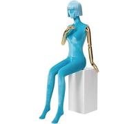 SHANYAYALI A Human Retail Mannequins assis O-n A Stool, 155,7 cm de haut, corps de mannequin complet, utilisé pour exposer des chapeaux et des lunettes (bleu)