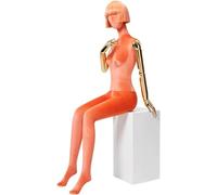 SHANYAYALI A Human Retail Mannequins assis O-n A Stool, 155,7 cm de haut, corps de mannequin complet, utilisé pour exposer des chapeaux et des lunettes (orange)