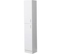 SHANYAYALI Armoire de rangement haute de salle de bain blanche brillante avec étagères et porte sur pied pour bureau, salon, bibliothèque étroite, petit espace nizer