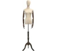 SHANYAYALI Bras et tête de mannequin féminin réglables pour vitrines de magasin (bois de noyer, taille M)