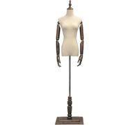 SHANYAYALI Buste de mannequin amovible en bois massif et tête de bras réglable pour vitrine (bois de noyer, M)