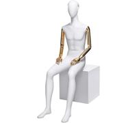 SHANYAYALI Mannequin complet pour homme de 160 cm de haut avec tabouret utilisé pour présenter des vêtements de sport et des chaussures (doré)