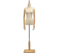 SHANYAYALI Mannequin de vêtements avec base amovible en bois massif et tête de bras réglable pour vitrine (couleur bois, S)