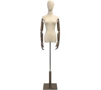 SHANYAYALI Mannequin femme 47-72 avec torse amovible en bois massif et tête de bras réglable (bois de noyer, S)