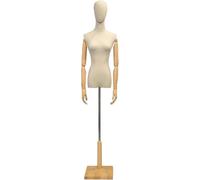 SHANYAYALI Mannequin femme 47-72 avec torse amovible en bois massif et tête de bras réglable (couleur bois, S)