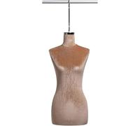 SHANYAYALI Mannequin femme à suspendre en velours - Torse adapté pour vitrine dans les magasins de vêtements (marron, crochet long)