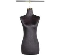 SHANYAYALI Mannequin femme à suspendre en velours - Torse - Convient pour vitrine dans les magasins de vêtements - Noir - Crochet court doré