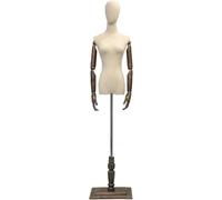 SHANYAYALI Mannequin femme avec cadre en métal et base en bois massif réglable 47 72 cm (bois de noyer, S)