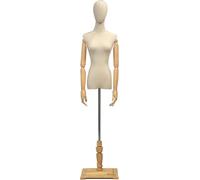 SHANYAYALI Mannequin femme avec cadre en métal et base en bois massif réglable 47 72 cm (couleur bois, S)