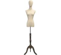 SHANYAYALI Mannequin femme avec support en métal et base en bois massif Hauteur réglable 47 72 34 cm (bois de noyer, S)