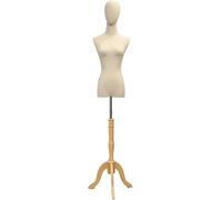 SHANYAYALI Mannequin femme avec support en métal et base en bois massif Hauteur réglable 47 72 34 cm Mannequin de présentation amovible pour vêtements (couleur bois, S)