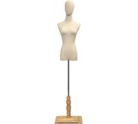 SHANYAYALI Mannequin femme avec tête réglable 47 à 72 cm - Présentoir de vêtements pour magasin (couleur bois, S)