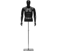 SHANYAYALI Mannequin masculin avec base argentée et tête de bras détachable, affichage réaliste du mannequin (noir)