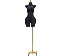 SHANYAYALI Mannequins féminins : le torse en lin peut être ajusté de 152,4 à 216,4 cm équipé d'une base en métal universelle amovible (noir)