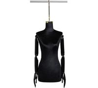 SHANYAYALI Sangle de mannequin suspendue en velours avec bras réglables en bois massif crochets métalliques utilisés pour exposer des t-shirts et jupes (crochet long doré)