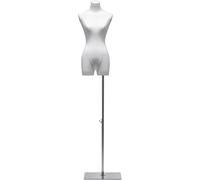 SHANYAYALI Torse de mannequin avec support en métal réglable en hauteur 155,5 cm, revêtement en lin (blanc)
