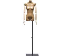 SHANYAYALI Torse de mannequin avec support en papier kraft, bras amovible et rotatif en bois massif pour magasin de vêtements, fenêtres, magasins (noir)