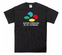 SHANYE ZHENPIN Snes Inspired Super Famicom Japanese Decal Tribute T-Shirt Cotton Short Sleeve Shirt Black L