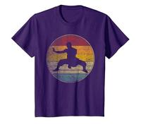 Shaolin Moine Arts Martiaux Vintage Retro Silhouette Kung Fu T-Shirt, Enfant, Violet, 3 Ans