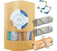 Shaoos: 2 x Sauges Blanches Purification à Bruler (x2) + Palo Santo Bois │Bâton Sauge à Brûler Encens │Sauge de Californie Salvia Apiana | Qualité Supérieure + Ebook Pratique