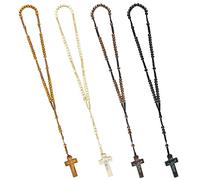 SHAOQINLIN Chapelet en bois fait à la main, chapelet en bois 4 couleurs, chapelet en bois avec impression du Christ Jésus, accessoires religieux, cadeau de prière chrétienne, 12 Pcs, Bois, Pas de