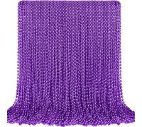 SHAOQINLIN Lot de 100 perles de Mardi Gras violettes ovales violettes de 77,5 cm - Colliers de perles métalliques pour Halloween, Mardi Gras, parade, mariage, fête d'anniversaire