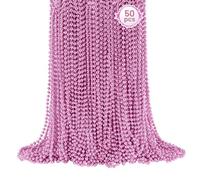 SHAOQINLIN Lot de 50 colliers de perles roses de 83,8 cm pour la sensibilisation au cancer du sein, pour Mardi Gras, Noël, Saint-Valentin, mariage, révélation du sexe