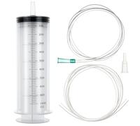 SHAOTONG Seringue de 1000 ml avec tube de 101,6 cm et adaptateur de pointe, pour nourrir les animaux de compagnie, remplissage liquide, huile de dessin liquide