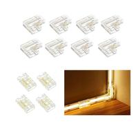 SHAOYAYAZHANG 8 pièces COB LED Strip Light Coin Connecteurs, 4pcs Gapless Solderless Transparent Tape Light Connector for 3-Pin 10mm 12V/24V COB LED Strip Lights (3PIN 10MM)