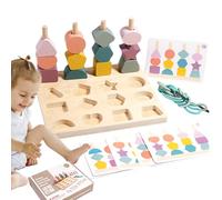 Shape Sorter Activités éducatives avec perles à enfiler et association | Jouet de séquençage en bois pour maison, école, salle de classe, jeux de fête, enfants de 3 ans