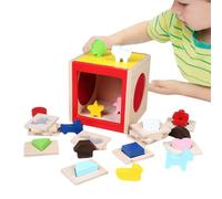 Shape Sorter, Educational Toy, Puzzle Game, 5.91x6.1x6.3 inches Wooden Box, Sensory Color Activity, Classic Gift Idea for Preschool Kids Early Learning Development