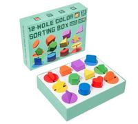 Shape Sorter Toy- 12-Hole Educational Shape & Color Matching Game, Wooden Educational Toy For Kids 3+, Develop Fine Motor Skills, Preschool Early Learning STEM Game For Birthday Easter Christmas
