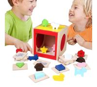 Shape Sorter Toy,Boîte Sensorielle d'Appariement Bois Naturel - Jouet Éducatif Classique Puzzle Garçons Filles