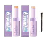 Shape Tape Concealer Stick & Brush, Full-Coverage, Creamy & Waterproof Formula, Crease-Resistant, Hydrating Concealer, Lifts & Brightens (Natural+Ivory)