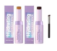 Shape Tape Concealer Stick & Brush, Full-Coverage, Creamy & Waterproof Formula, Crease-Resistant, Hydrating Concealer, Lifts & Brightens (Dark Skin+Black)