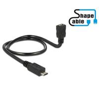 Shape USB 2.0 Hi-Speed OTG Câble d'extension Micro B mâle Micro B femelle noir - Longueur : 0,50m