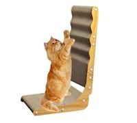 Shaped Cat Scratcher, Kitten Scratching Board, Duals Angle Nail Sharpener, Interactive Play Surfaces, Sturdy Claw Care Pad, Mental Physical Exercise for Kittens Cats, 66 x 38,5 x 25,5 cm Wood