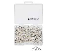 Shapenty 300PCS Mini Metal Hoop Peg Screw Eye Pin Hook for Arts & Crafts Projects, Cork Top Bottles, DIY Jewelry Making Findings, Charm Bead, 104.5mm (Bright Silver)