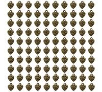 Shapenty Lot de 100 mini perles en métal en forme de cœur « Made with Love » en vrac pour loisirs créatifs, colliers, pendentifs, bracelets, boucles d'oreilles, fabrication de bijoux (Bronze)