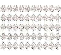 Shapenty Lot de 50 breloques double face en forme de cœur avec inscription « Thank You » pour boucles d'oreilles, bracelet, collier, pendentif, porte-clés, bouteille en verre, cadeau de mariage,