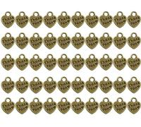 Shapenty Lot de 50 breloques double face en forme de cœur avec inscription « Thank You » pour boucles d'oreilles, bracelet, collier, pendentif, porte-clés, bouteille en verre, cadeau de mariage,