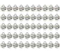 Shapenty Lot de 50 breloques double face en forme de cœur avec inscription « Thank You » pour boucles d'oreilles, bracelet, collier, pendentif, porte-clés, bouteille en verre, cadeau de mariage,