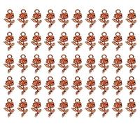 Shapenty Lot de 50 mini perles en métal en forme de rose pour loisirs créatifs, porte-clés, colliers, pendentifs, bracelets, boucles d'oreilles, fabrication de bijoux, cadeau d'anniversaire, de Noël,