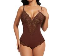 SHAPERIN Body Sculptant Femme Gainant Amincissante Ventre Plat Body String Dentelle Shapewear Bodysuit Tops, Braun, XL