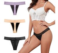 shaperisfree sous-vêtements Sexy pour Les règles - String Anti-Fuite pour Femme - Coton Absorbant - Culotte menstruelle en Dentelle, Abricot - 1 Paquet, Medium