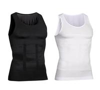 Shaperluv for Men, Shaperluv Tank 2.0 Mens, Compression Body Shaper Vest Hombre, Sleeveless Shirts for Men Big and Tall (Black+White,TG)